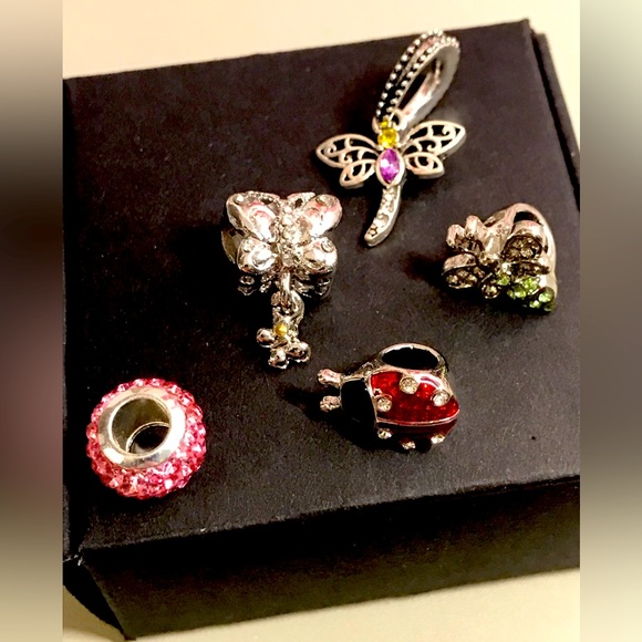 ‼️😍JUST RESTOCKED 🐞Rhinestone/Silver Charms-Dragonfly,Ladybug* Pandora STYLE* - Picture 3 of 13